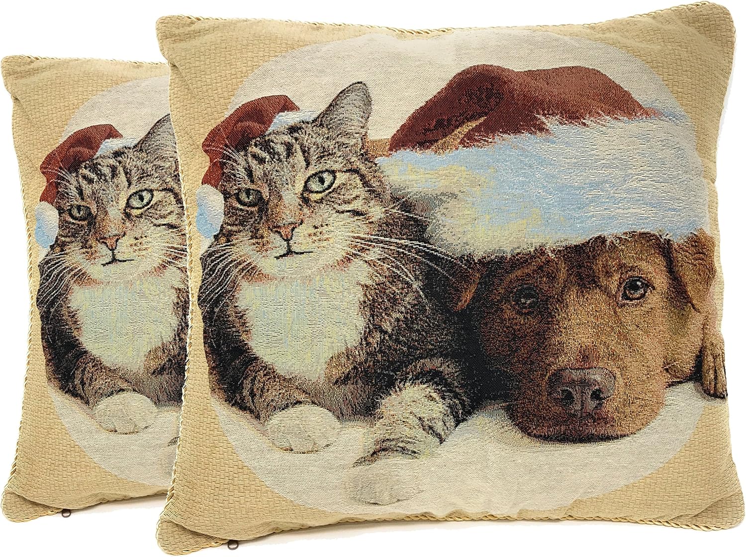 Vintage Boho Blue Throw Pillow Cover — 18" — 18" x 18" (Pack of 2)