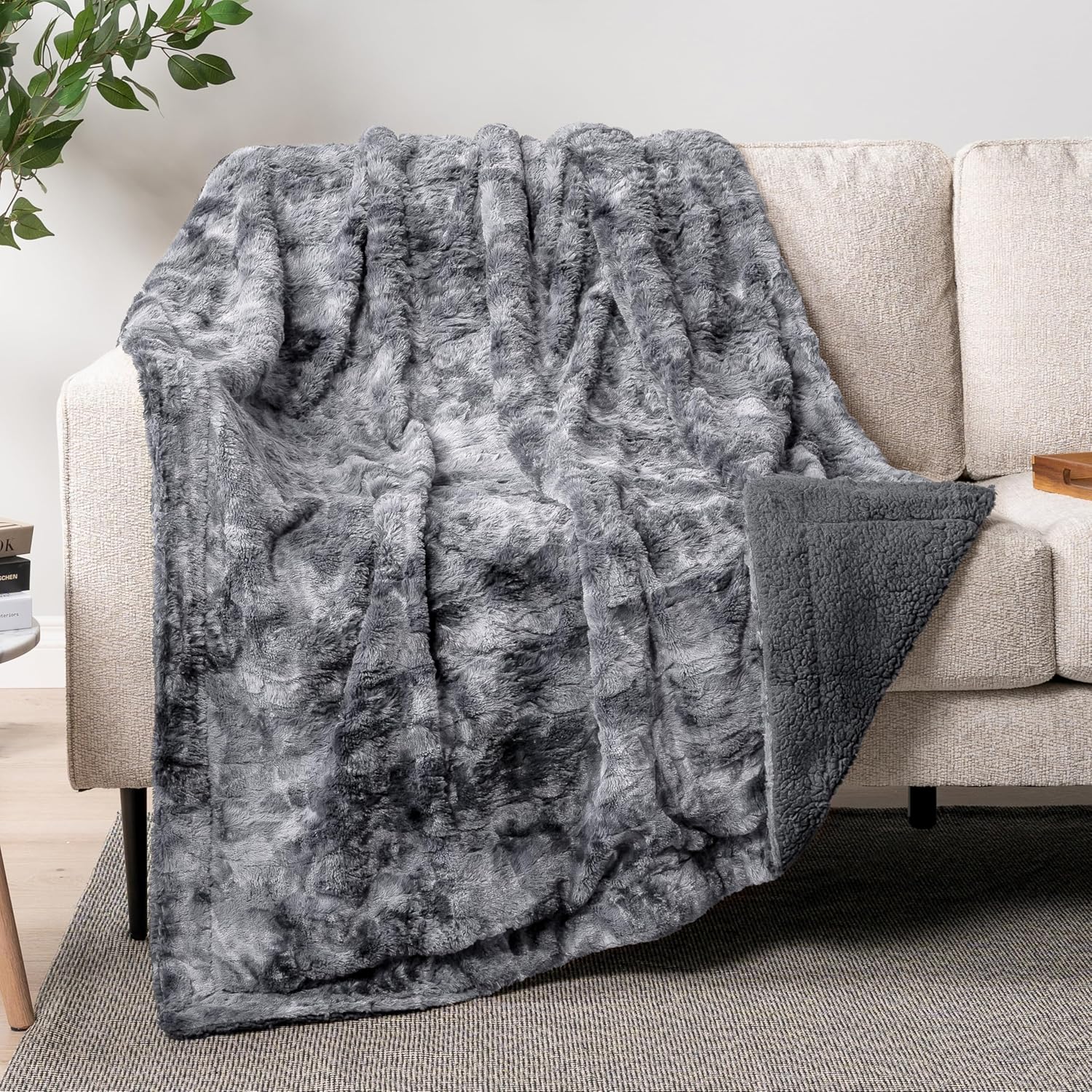 Beige Throw Pillow — 80" — Grey